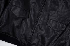 Represent Faux-Fur Collar Leather Jacket Black