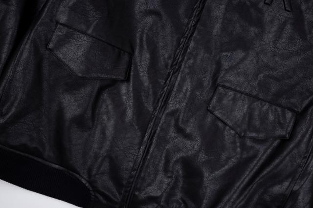 Represent Faux-Fur Collar Leather Jacket Black