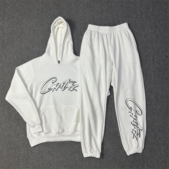 Corteiz Alcatraz 4th Anniversary Fleece Tracksuit Hoodie Pants Black Gray White Blue