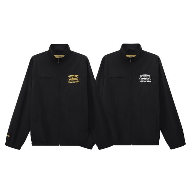 Corteiz Black Warrior Embroidered Logo Zip Jacket Black