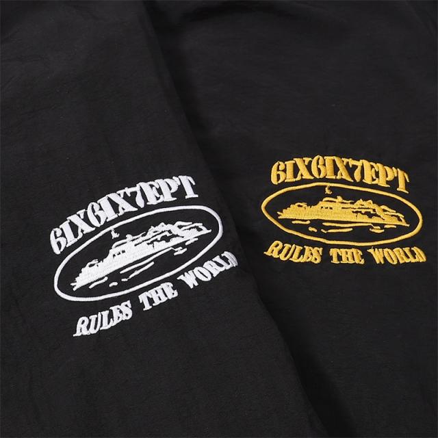 Corteiz Black Warrior Embroidered Logo Zip Jacket Black