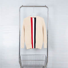 Thom Browne Wool Sweater Gray White Beige