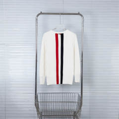 Thom Browne Wool Sweater Gray White Beige