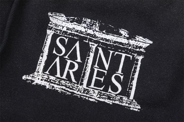 Saint Michael Washed Black Hoodie with Roman Architecture Print