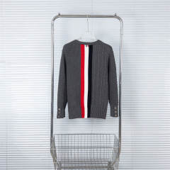 Thom Browne Wool Sweater Gray White Beige