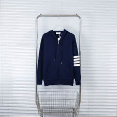 Thom Browne Wool Hoodie Gray Navy Blue