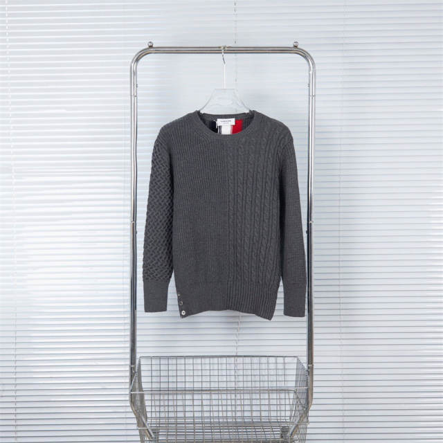 Thom Browne Wool Sweater Gray White Beige