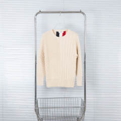 Thom Browne Wool Sweater Gray White Beige