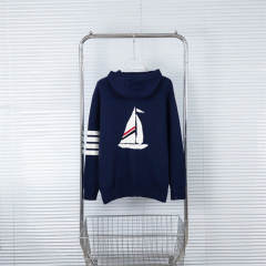 Thom Browne Wool Hoodie Gray Navy Blue