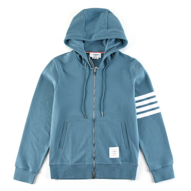 Thom Browne Waffle Hoodies Gray/Navy Blue/Green