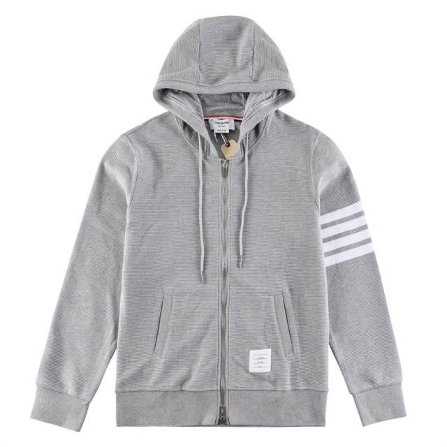 Thom Browne Waffle Hoodies Gray/Navy Blue/Green