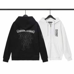 Chr0me Hearts Hooded Zip-Up Sweatshirt from their Autumn/Winter 2023 Black White