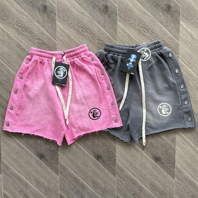 1:1 Quality Hellstar Studios Vintage Shorts Gray Pink