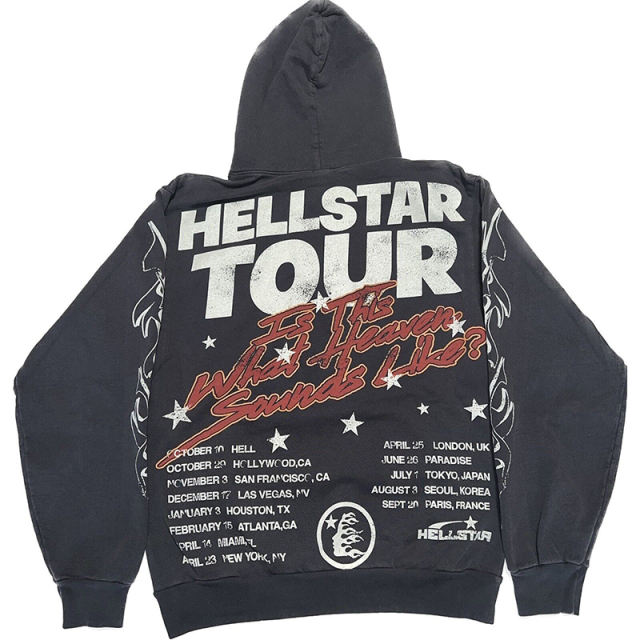 Hellstar Studios Tour Records Vintage Washed Hoodie