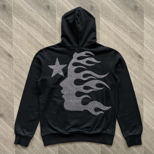 Hellstar vintage Rheinstone Washed Hoodie  Black