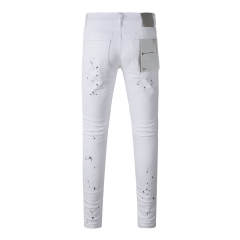 #9021 1:1 PURPLE BRΑND White Hole Jeans