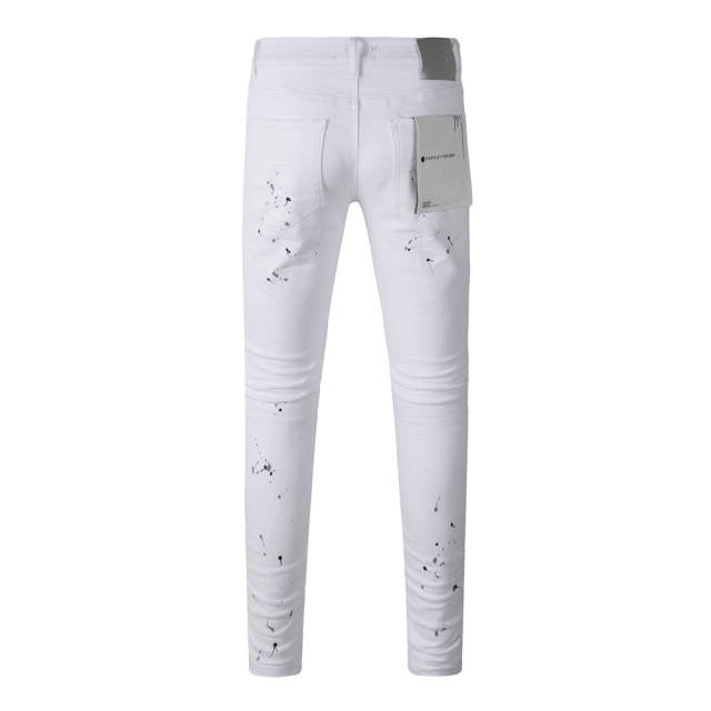#9021 1:1 PURPLE BRΑND White Hole Jeans