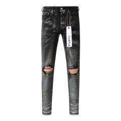 #9028 1:1 Purple Brand Black Silver Coating Jeans