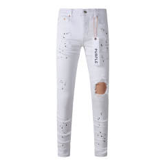 #9021 1:1 PURPLE BRΑND White Hole Jeans