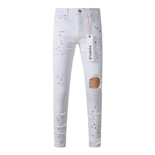 #9021 1:1 PURPLE BRΑND White Hole Jeans