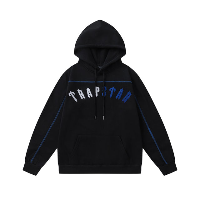 Trapstar Embroidered Logo Fleece Tracksuit Hoodie Pants (Gray/Black)