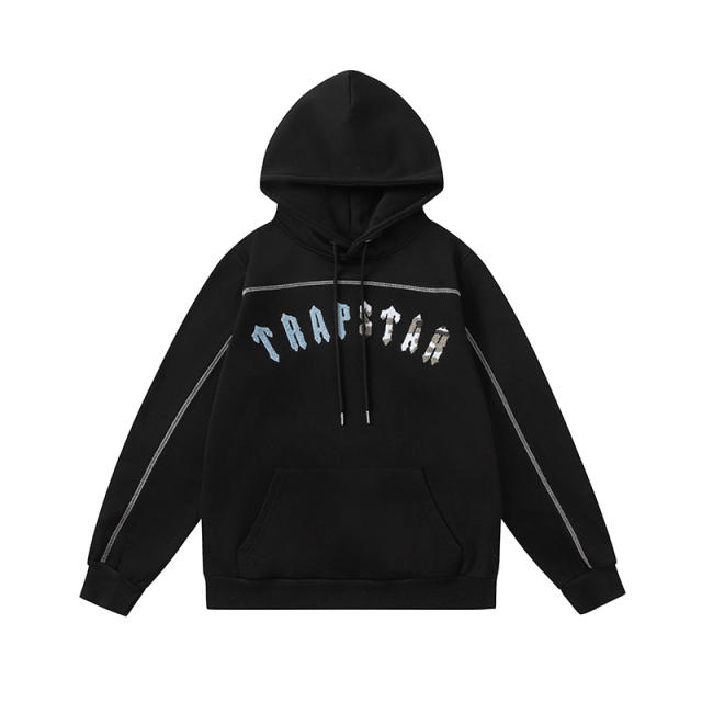 Trapstar Embroidered Logo Fleece Tracksuit Hoodie Pants (Gray/Black)