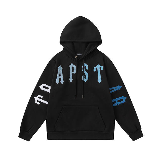 Trapstar Embroidered Logo Fleece Tracksuit Hoodie Pants Black