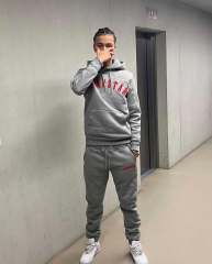Trapstar Embroidered Logo Fleece Tracksuit Hoodie Pants (Gray/Black)