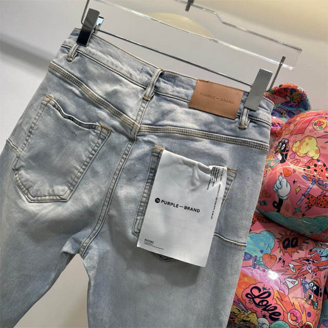 [Best Quality]1:1 PURPLE BRΑND Light Indigo Denim Jeans 23SS Pants