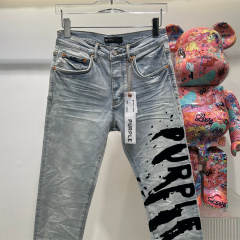 [Best Quality]1:1 PURPLE BRΑND Light Indigo Denim Jeans 23SS Pants