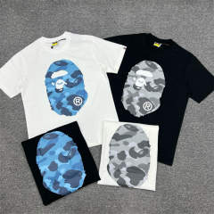 1:1 Quality Bape Ape Classic Camo Logo T-Shirt Black White