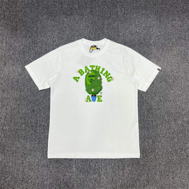 1:1 Quality Bape Ape Green Big Ape Logo T-Shirt Black White