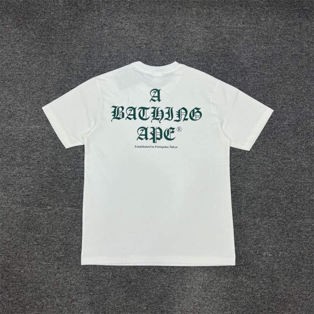 1:1 Quality Bape Ape Gothic Font T-Shirt Black White