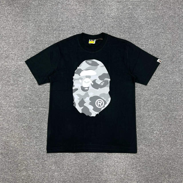 1:1 Quality Bape Ape Classic Camo Logo T-Shirt Black White