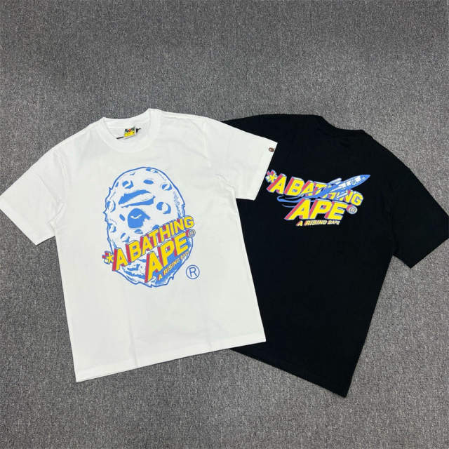 1:1 Quality Bape Ape Moon Big Ape Logo T-Shirt Black White