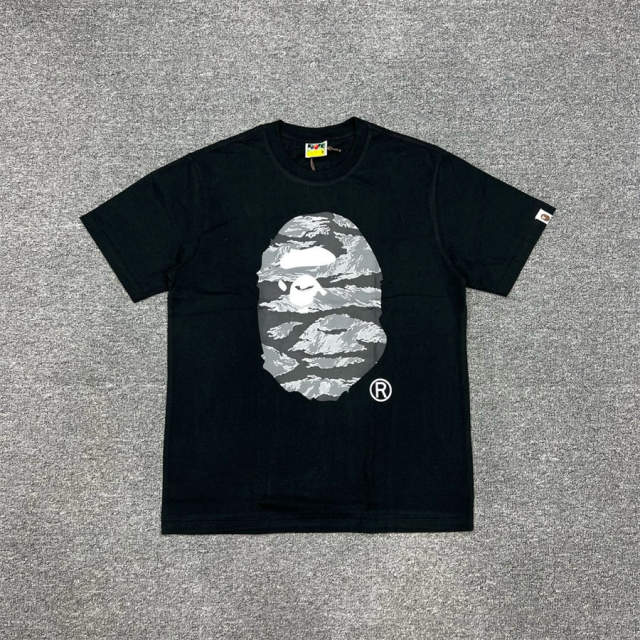 1:1 Quality Bape Ape Gray Desert Camo Logo T-Shirt Black White