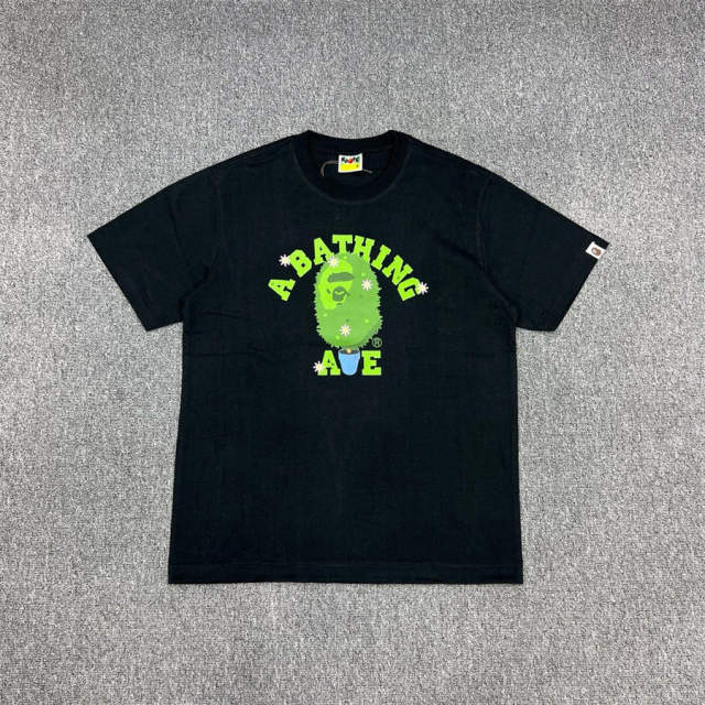 1:1 Quality Bape Ape Green Big Ape Logo T-Shirt Black White