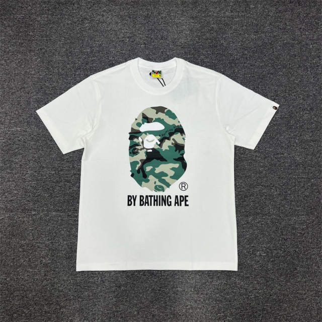 1:1 Quality Bape Ape Green Desert Camo Logo T-Shirt Black White