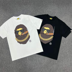 1:1 Quality Bape Ape Golden Chain Gang Big Ape Logo T-Shirt Black White