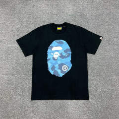1:1 Quality Bape Ape Classic Camo Logo T-Shirt Black White