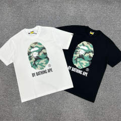 1:1 Quality Bape Ape Green Desert Camo Logo T-Shirt Black White