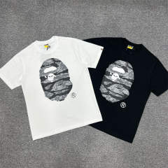 1:1 Quality Bape Ape Gray Desert Camo Logo T-Shirt Black White