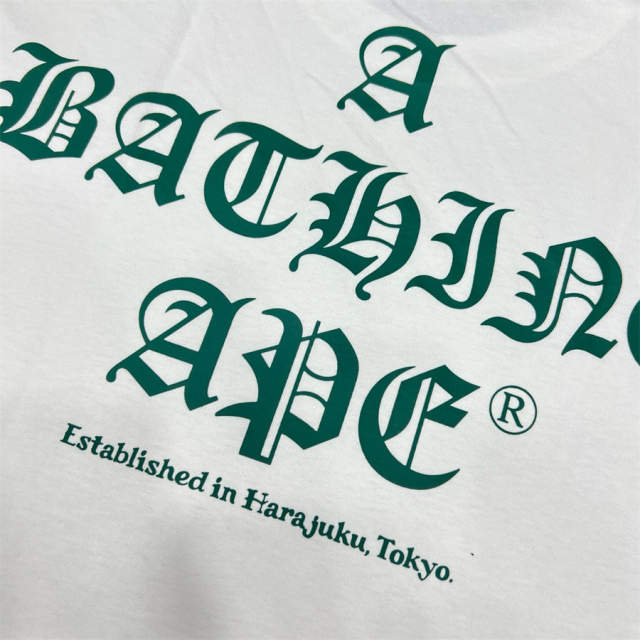 1:1 Quality Bape Ape Gothic Font T-Shirt Black White