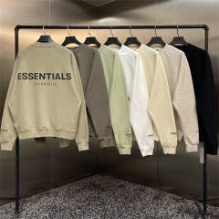 Fog Fear of God Essentials 3M Reflective Logo Crewneck Sweatshirt 7 Colors (Black/Khaki/White/Green/Gray/Dark Gray/Green/Beige)