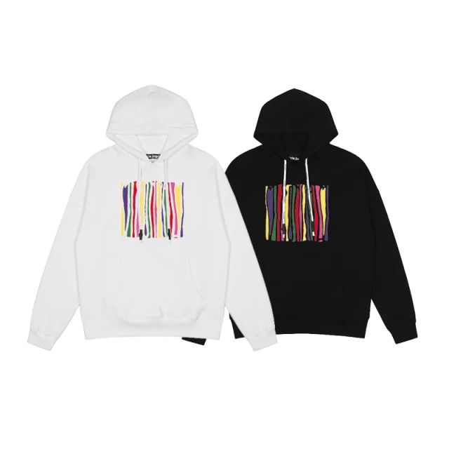 Palm Angels Dripping Paint Hoodie black white