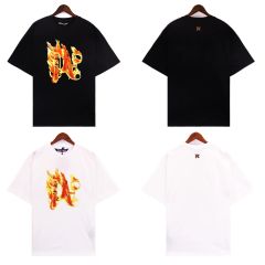 Palm Angels Trendy Flame Tee Black White