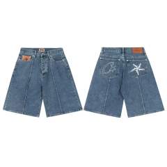 Corteiz Star Jean Shorts Blue