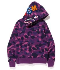 [Best Quality] 1:1 BAPE 23SS Color Purple Camo Shark Full Zip Hoodie Purple Shark (1st Camo)