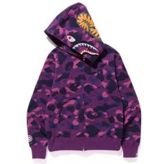 [Best Quality] 1:1 BAPE 23SS Color Purple Camo Shark Full Zip Hoodie Purple Shark (1st Camo)