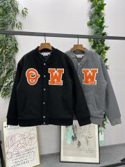 1:1 quality version Orange Letters Embroidered wool down Jacket 2 Colors